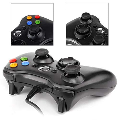 Meriton Wired USB Game Controller Gamepad Game Joystick Joypad for Microsoft Xbox 360/Slim & Windows PC (Black)