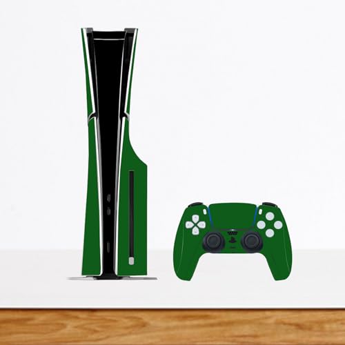 Solid Color Skin Wrap Compatible with PS5 Slim Disc Edition (Green) | Console Cover Protective Sticker, Game Controller Vinyl Wrap - color: Green