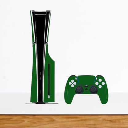 Solid Color Skin Wrap Compatible with PS5 Slim Disc Edition (Green) | Console Cover Protective Sticker, Game Controller Vinyl Wrap - color: Green