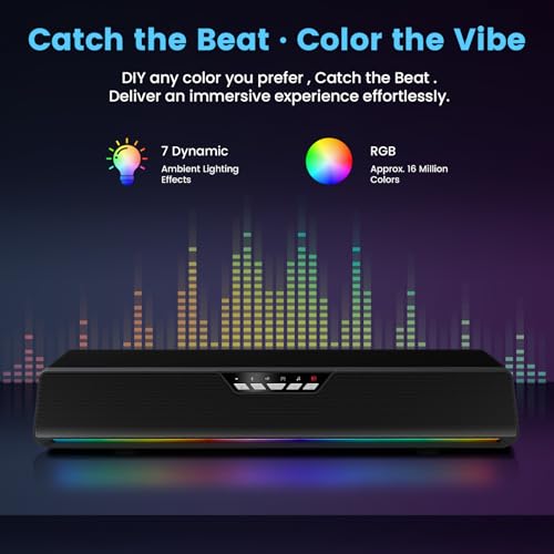 Computer Sound Bar Speaker Sound Bar for Smart TV-5.1, Bluetooth Speaker USB Plug & Play RGB Sound Bar Speaker Gaming Speakersr Desktop Speaker,PCspeaker,Laptopspeaker,Tablet Speaker