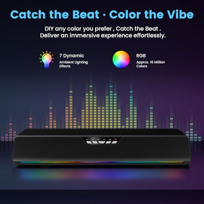 Bluetooth 5.1 Sound Bar Speaker for Computer,USB Plug & Play RGB Sound Bar Speaker Gaming Speakersr Desktop Speaker,PC Speaker,Laptop Speaker,Tablet Speaker