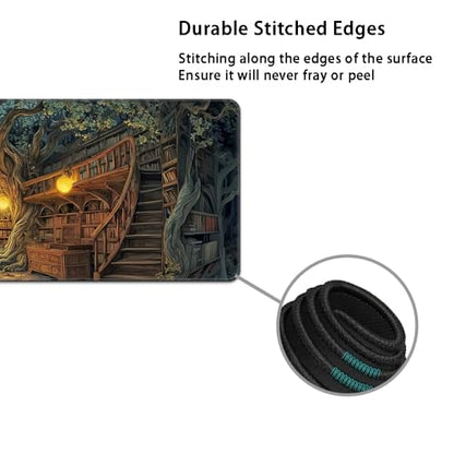 Desk Mat, Large Gaming Mouse Pad with Wrist Rest, 4 in1 XXL Mouse pad+Keyboard Wrist Rest+Mouse Pad Wrist Support+Cup Coaster Set, Ergonomic Desk Pad for Home Office, Trees Library - color: Trees Library