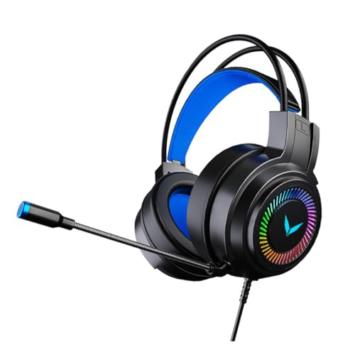 TEHAUX Wired Over-Ear Gaming Headset with Mic, 7.1 Surround Sound PC Headphones, Soft Ear Pads, Black, 3.5mm Jack for Professional Gamers