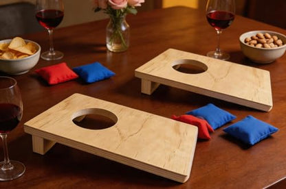 Cornhole Set, Cornhole Boards with 8 Bean Bags,Portable Game Set for Travel Home Office Recreation Tailgate