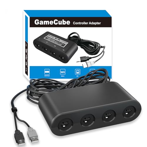 Gamecube Adapter for Nintendo Switch / Wii U / PC and Switch 2 Gamecube Controller Adapter, Super Smash Bros Adapters for NGC Controller, Support Turbo and Vibration Features with 180cm USB Cable - size: Updated Design