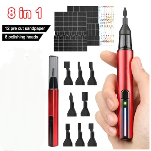 Reciprocating Electric Grinding Pen ES-A High Precision Model Tool for Military Models, Resin Kits Polishing,Miniature Crafting,DIY Hobby Accessories (ES-A Grinding Pen and Sanding Heads(8PCS)) - color: Es-a Grinding Pen and Sanding Heads(8pcs)