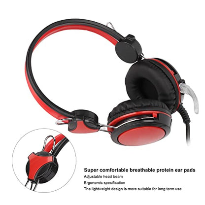 Gaming Headset with Noise Cancelling Features Ergonomic Wired Game Headphone for PC and Skype 40mm Drivers (Red) - color: Red