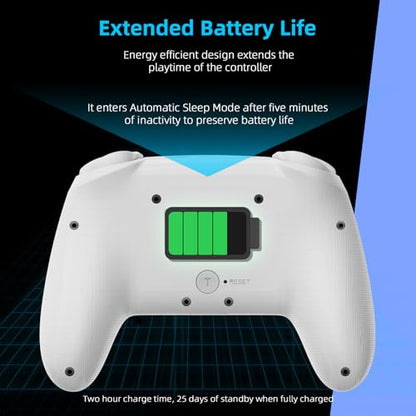 NexiGo Wireless Controller (No Deadzone) for Switch 2 and Switch, Extra Controllers for Nintendo Switch Controllers, Bluetooth Switch Controller, Turbo and LED Light (White & Blue) - color: Arctic Chiller, style: Regular