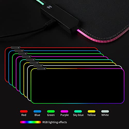 Qisan RGB Large Gaming Mouse Pad with Nonslip Base-31.5 x 11.8 Inch | Soft LED Extended Mousepad Keyboard Pad Desk Pad with Anti-Slip Rubber Base | Large Desk Mat for Keyboard and Mouse-RGB - color: Black | RGB