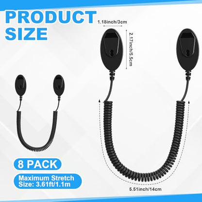 8 Pack 43 Inch Magnetic Remotes Control Holder with Spring Ropes Retractable Cord Remote Holder Wall Mount Anti-Loss Remote Control Leash Wall Mount for Projector TV Fan Couch, Bedside Table - size: 43 Inch