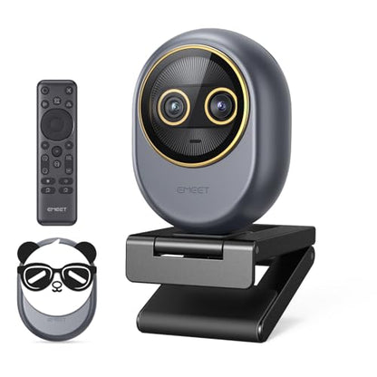EMEET Piko Dual-Camera 4K Webcam for Streaming, Wide-Angle & Telephoto | Max 11X Hybrid Zoom, 0.2s Autofocus, Remote Control, 3 Mics, Panda Privacy Cover, USB C-C&C-A, for Streaming/Work/Study - style: Piko Dual w/ Max 11X Hybrid Zoom