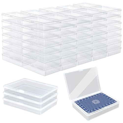 24PCS Playing Card Case, 3.8 x 2.7 x 0.8 Inch Plastic Playing Card Box Clear Card Game Storage Organizer, Empty Standard Size Card Deck Cases, NO Cards