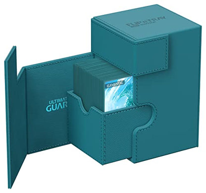 Ultimate Guard Flip'n'Tray 100+, Deck Case for 100 Double-Sleeved TCG Cards + Dice Tray, Petrol, Independent Magnetic Closure & Microfiber Inner Lining - color: Petrol