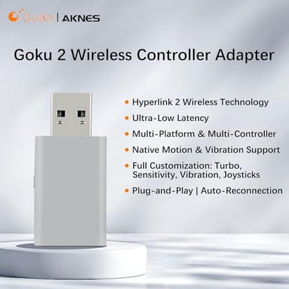 GuliKit Goku 2 Wireless Adapter for Switch 2 Pro/PS5/PS4/Xbox Controllers | Hyperlink 2 low latency.Works with Windows,Android,SteamOS,PS4,X box One/Series X/S,Switch1/2.Button Mapping,Motion&Vibration