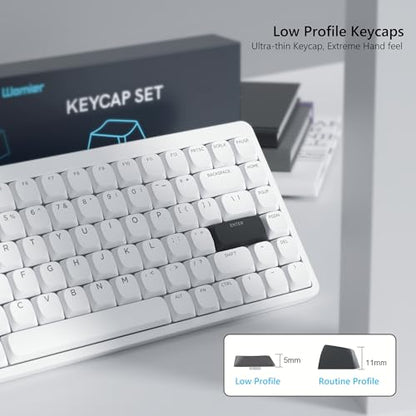 Womier Keycaps, Low Profile Keycaps, Shine Through Key caps Custom | PBT Keyboard Key caps for 60% 65% 75% 80% 100% Cherry Gateron MX Switches Mechanical Keyboard,White Backlight - color: White