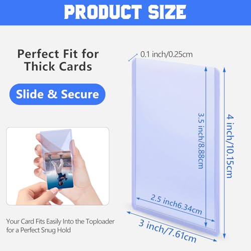 DEDC 20 Top Loader Thick Card Load Holder Storage for Trading Cards Sports Sleeves Hard Plastic 100 Point Protective 3" x 4"Toploaders Rigid Memorabilia Collectibles - size: 100pt