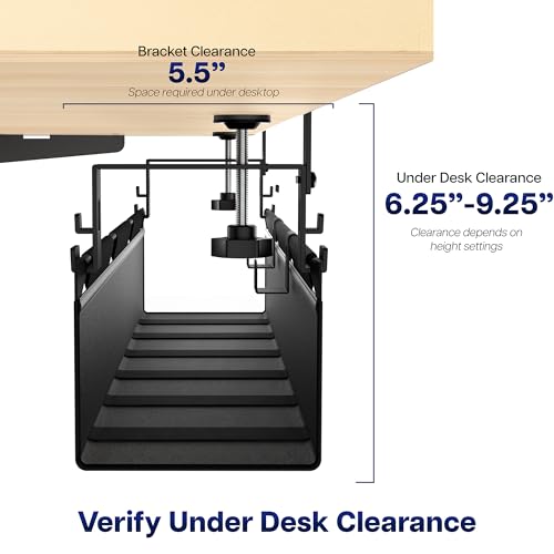 VIVO Clamp-on Under Desk 31 inch Fabric Cable Management Tray, Wire Concealer, Power Strip Storage, Workspace Organization, Easy Fold Down Access, Black, DESK-AC31F-C - size: 31"