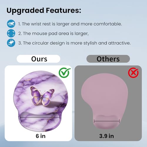 Mouse pad with Wrist Rest,Relieving Pain Memory Foam Computer pad, Ergonomic Desktop Mouse, Silicone Material Mouse pad, with Non-Slip PU Base (Purple Marble) - color: Purple marble