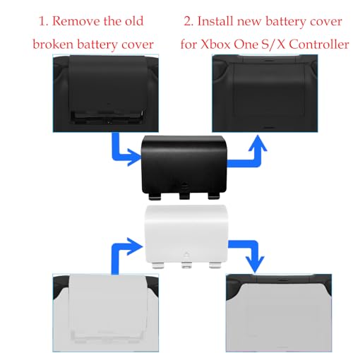 Alovexiong 4 Pack Series S/X Replacement Battery Back Cover for Xbox Series S/X Controller,Series S/X Battery Cover Door,Battery Back Shell Covers for Xbox Series S/X Controller (Black/White) - color: Black&White