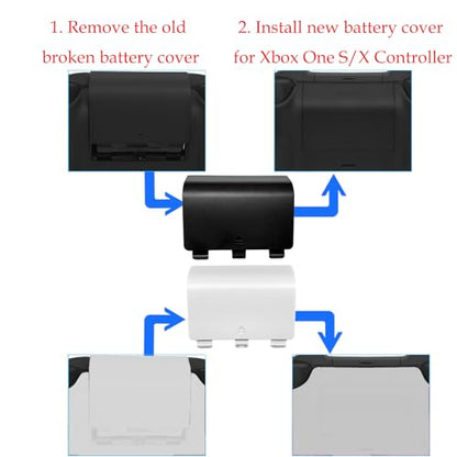 Alovexiong 4 Pack Series S/X Replacement Battery Back Cover for Xbox Series S/X Controller,Series S/X Battery Cover Door,Battery Back Shell Covers for Xbox Series S/X Controller (Black/White) - color: Black&White