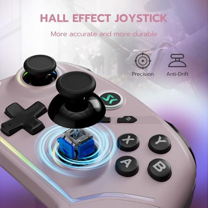 ISHAKO Wireless Gaming Controller – 1000Hz Polling, 1200mAh Battery PC Controller, Back Buttons, Hall effect Joystick, Hall Triggers, 3-Mode Triggers 2.4G&Bluetooth Controller for PC/Steam/iPhone/Android/Switch -Metallic Berry Powder - color: Metallic Ber