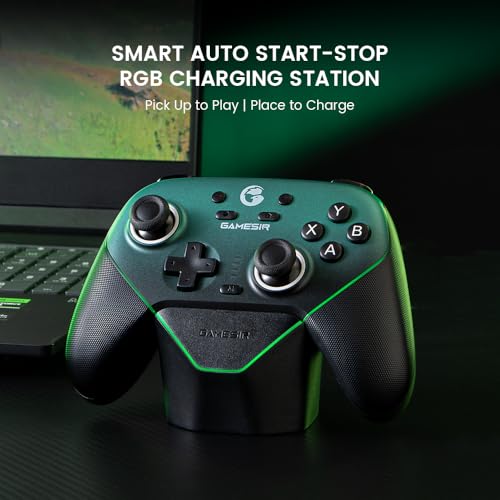 GameSir Super Nova Wireless Gaming Controller for PC/Switch/iOS/Android, Hall Effect Stick & Trigger, RGB Lighting, Swappable ABXY, Detachable Faceplate, 1000mAh with Charging Dock - Green - color: Green