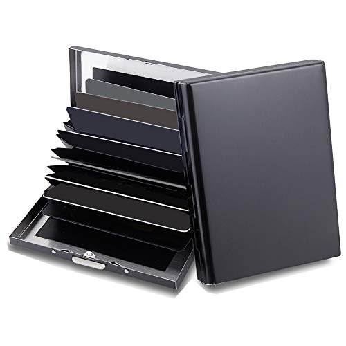 RFID Credit Card Holder Protector Metal Credit Card Wallet Business Card Holder for Men Women Gift Box Package (Black) - color: 01 Black