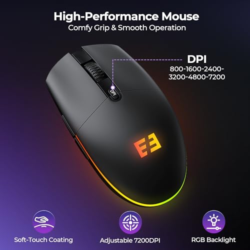 seenda Wireless Gaming Keyboard and Mouse, RGB Backlit & Web Customizable | Multi-Device Connection, Programmable, Full Size Rechargeable Keyboard with Wrist Rest & 7200 DPI Mouse for PC/Mac/Laptop