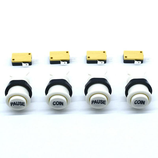 Arcity 4 Pcs/Lot Arcade Game Start Coin Push Button 1P 2P Player Pause Power EXIT Credit Type American Style with Microswitch Jamma MAME Machine Console DIY Parts Red White - color: COINCOINPAUSEPAUSE