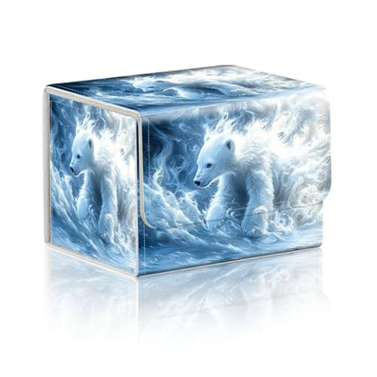 Trading Card Storage Box, Holds 100+ for MTG Cards, PU Leather with Magnetic Closure, Magical White Polar Bear Cub Durable Deck Box for Magic the Gathering, Trading Card Games - color: Magical White Polar Bear Cub