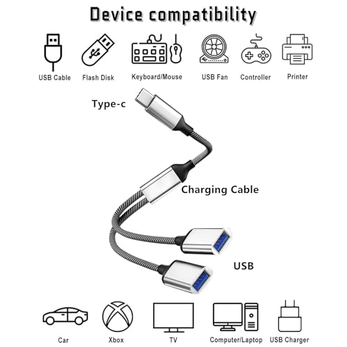REYTID USB C Splitter Cable, Type C Y Splitter 2-in-1 Hub - Male to Dual USB C Female Adapter for Laptop/Tablet/Telephone/Flash Disk Drive/Gaming Consoles