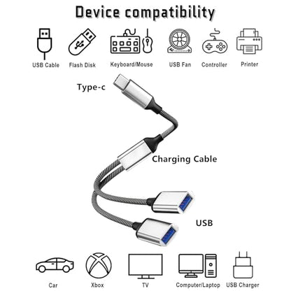 REYTID USB C Splitter Cable, Type C Y Splitter 2-in-1 Hub - Male to Dual USB C Female Adapter for Laptop/Tablet/Telephone/Flash Disk Drive/Gaming Consoles