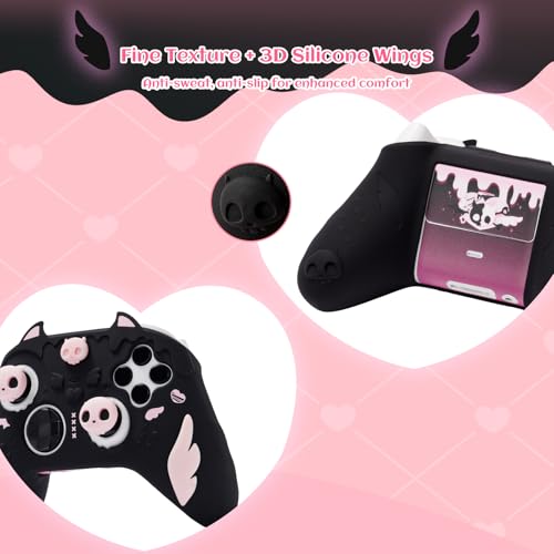 GeekShare Sweetheart Skull Silicone Controller Cover Compatible with Xbox Series X/S - Anti-Slip, Sweatproof Protective Skin with Thumb Grips & Decals - Black & Pink