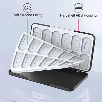 HEIYING Switch Game Card Case for Switch 2 /OLED / Lite,Custom Pattern Game Cards Holder with 24 Games Card Slots and 24 Micro SD Cards Slots for Easy to Carry - color: Glass Game Console