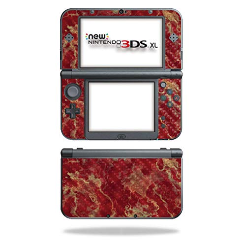 MightySkins Carbon Fiber Skin for Nintendo New 3DS XL (2015) - Crimson Marble | Protective, Durable Textured Carbon Fiber Finish | Easy to Apply, Remove, and Change Styles | Made in The USA - color: Crimson Marble