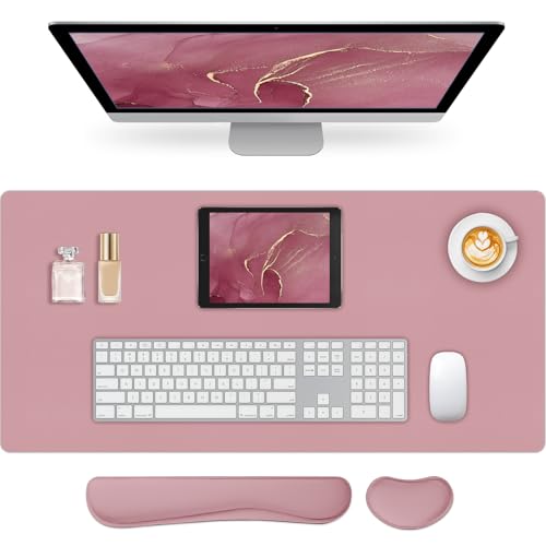Mouse Pad and Keyboard Wrist Rest, 3-in-1 Large Keyboard and Mouse Pad Set, Ergonomic Wrist Rest for Computer Keyboards, Non-Slip Desk Mat Protector for Women (Purple Pink, 35.4" X 16.9") - color: Purple Pink - Wrist Rest, size: 35.4" x 16.9"