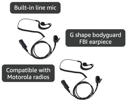 Xpr 3500e G Shape Earpiece Headset Mic PTT, 2 Pack | G-hook earpiece with PTT mic; PU cable. Fits Motorola XPR3500e, XPR3300e, XPR3000 MOTOTRBO radios