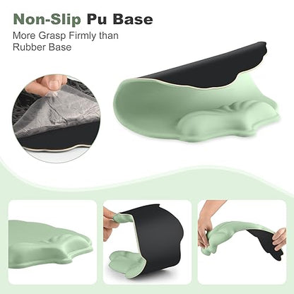 Keyboard Wrist Rest and Mouse Pad with Wrist Support Set, Ergonomic Leaf Shape Mouse Pad with Non-Slip Base, Pain Relief Memory Foam Mousepad for Computer,Laptop,Home Office, Green - color: Green