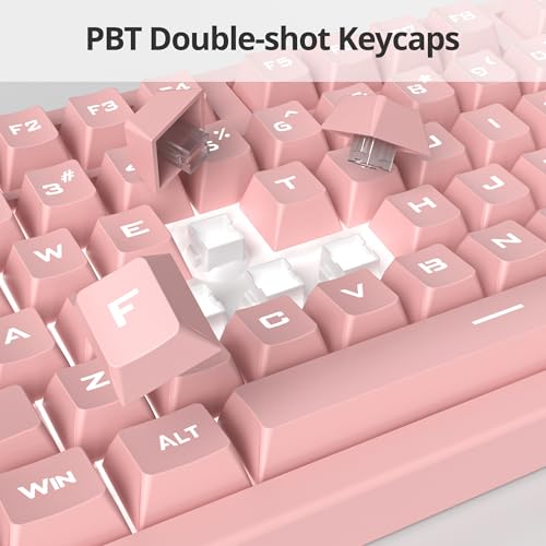 Pink Gaming Keyboard - 104 Keys Silent Creamy LED Backlit Double Shot Keycaps Wired Membrane Keyboard For PC Laptop