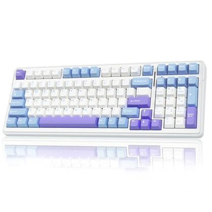 AULA F99 Wireless Mechanical Keyboard,Tri-Mode BT5.0/2.4GHz/USB-C Hot Swappable Custom Keyboard,Pre-lubed Linear Switches,Gasket Structure,RGB Backlit Gaming Keyboard for PC/Tablet/Xbox/PS4/PS5 - color: Blue&Purple&White