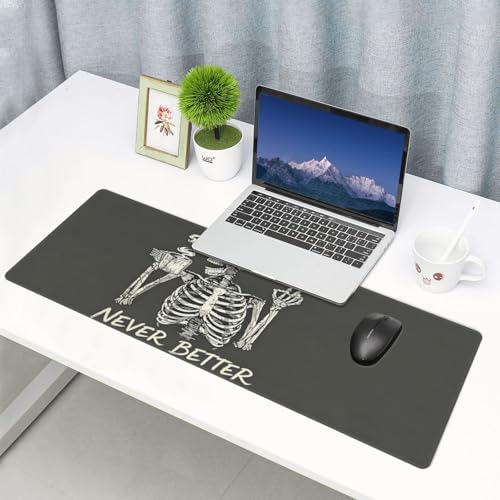 Gaming Mouse Pad, Large Skull Skeleton Mousepad Laptop, Extended Mouse Mat, Long XL Waterproof Keyboard Pads, Big Non-Slip Mousepads for Game Office Home, 31.5 x 11.8 in - color: Skull Skeleton