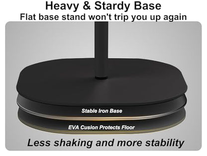 Mic Stand Floor Microphone Stand with Heavy Weighted Base, Adjustable Height from 18" to 63", Singing Stand with Mic Holder, Cable Clips - color: White