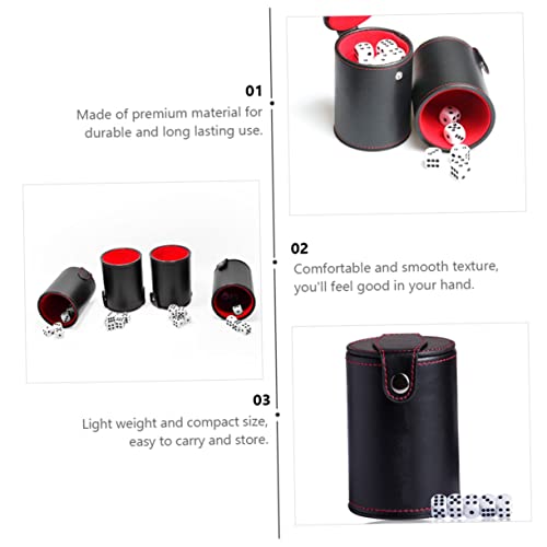 1Set Leather Dice Cup Professional Dice Container with Double Layer Lids Storage Compartment Includes Shaking Cup Dice for Family Games