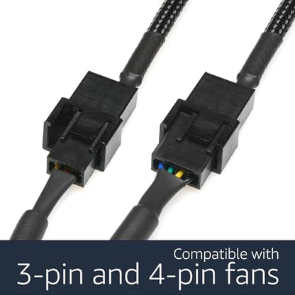 Gebildet Full Speed 12V Voltage Step-Up USB to Dual 3-Pin and 4-Pin PC Fan Sleeved Power Adapter Cable - style: USB (1 to 2) 5V/12V 50 cm