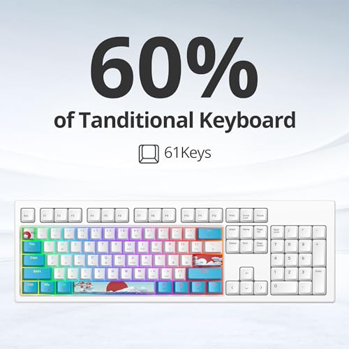 Fogruaden Wired 60% Percent Mechanical Keyboard RGB Gaming Keyboard 60 Percent, Ultra-Compact 61Keys Mini Wired Keyboard with Red Switch for Win/Mac PC Gamer - color: BlueWhite/Red Switch