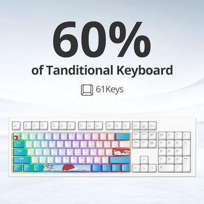 Fogruaden Wired 60% Percent Mechanical Keyboard RGB Gaming Keyboard 60 Percent, Ultra-Compact 61Keys Mini Wired Keyboard with Red Switch for Win/Mac PC Gamer - color: BlueWhite/Red Switch