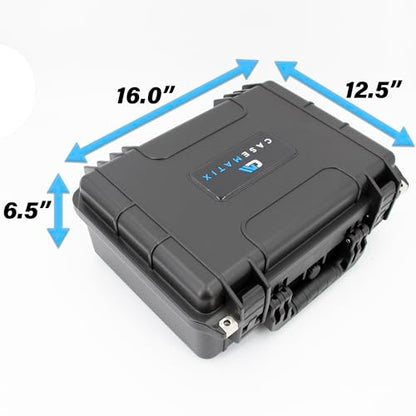 CASEMATIX 16" Waterproof Hard Case with Customizable Foam for Portable Electronics, Tools and Accessories - Hard Shell Plastic Case with Pre-Diced Travel Case Foam Interior - size: 16"