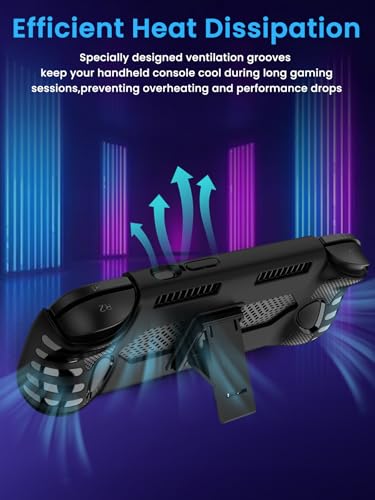 for Ayn Odin 3 6inch TPU Grip Case – Shockproof Non-Slip Full Protective Cover with Kickstand, Anti-Scratch Drop Protection Gaming Console Case (Black - color: Black
