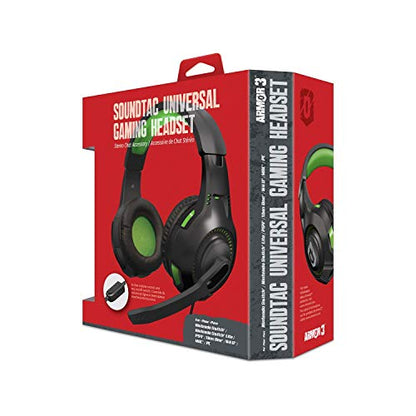 Armor 3 SoundTac Universal Gaming Headset with Inline Volume Control -Green | Compatible with Switch 2/Switch/Xbox Series X|S, PS5/PS4/PC with Clear Stereo Sound, 4 ft. Cable - color: Green