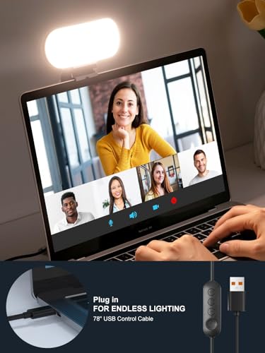 Video Conference Lighting & Computer Light – USB LED Panel for Laptop & Desktop, Plug-and-Play Webcam Light for Zoom, Teams, Streaming & Remote Work, 3 Color Modes & 10 Brightness Levels